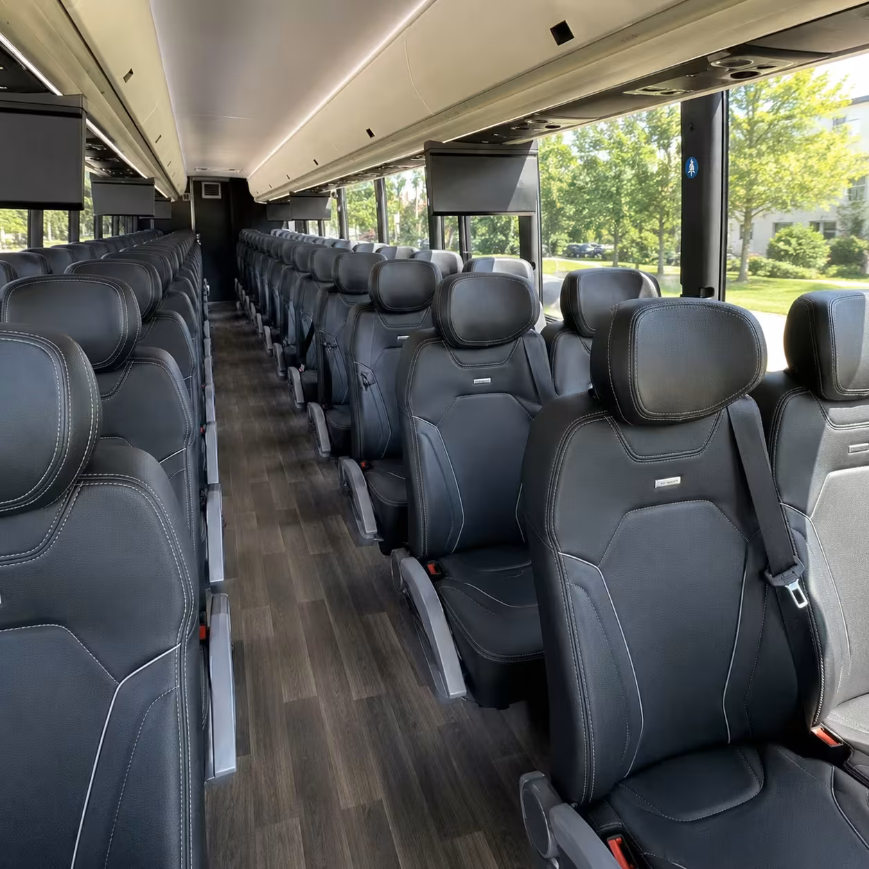 56 passenger charter bus inside